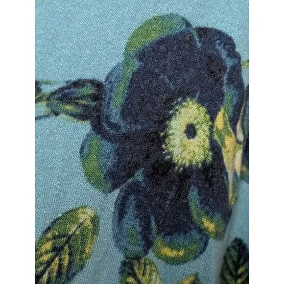J.Jill Wearever Shirt Blouse Cottagecore * Women's Size Medium Blue Floral Tunic - Picture 3 of 12
